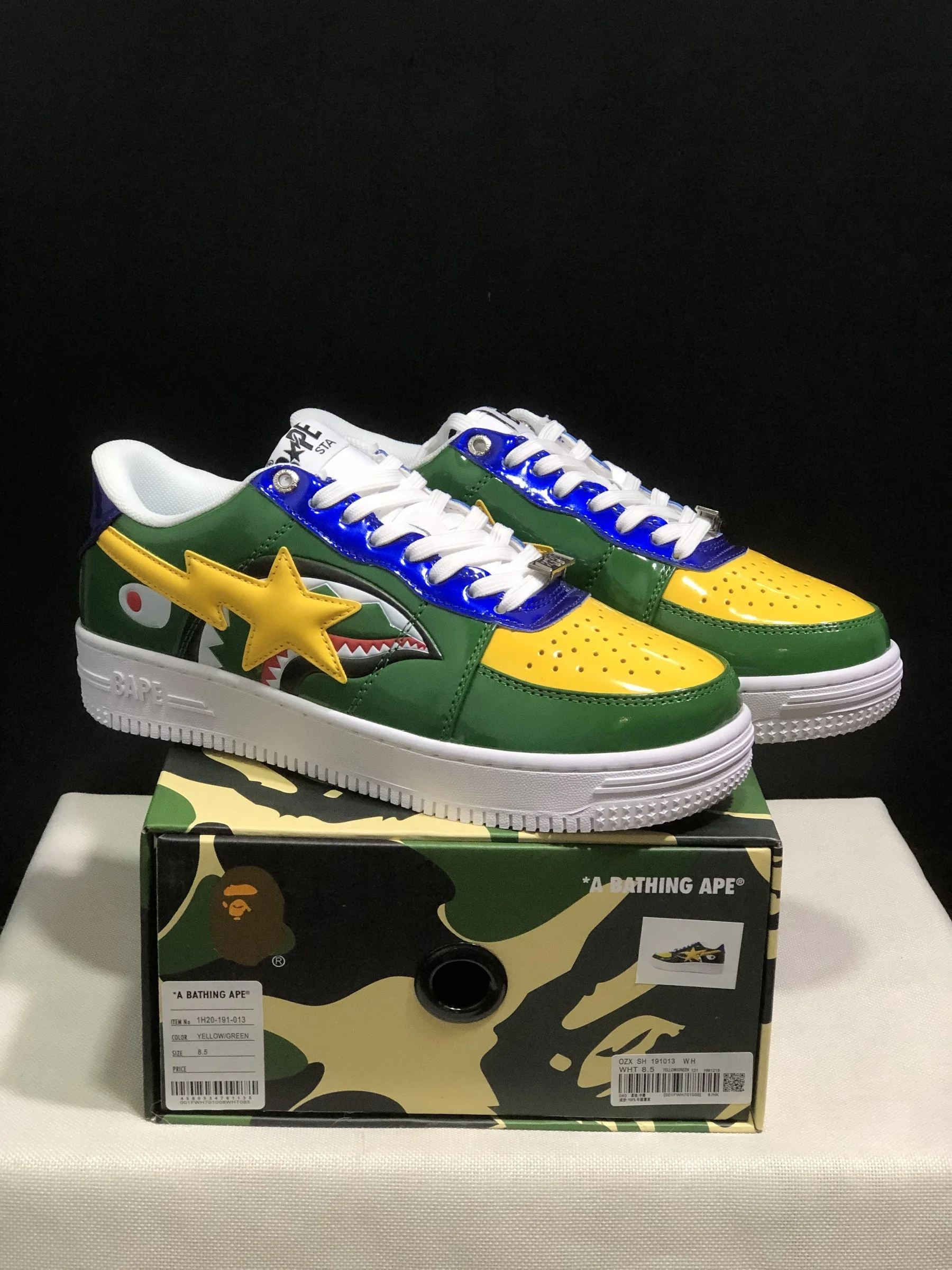 Original Bape Sta Men Women None-Slip Skateboarding Shoes Shark Teeth Casual Bapesta Athletic Walking Sneakers Eur36-Eur46