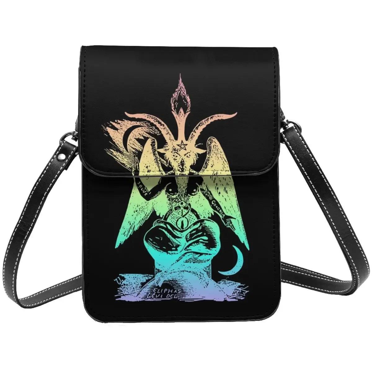 Pastel Rainbow Baphomet Shoulder Bag Demon Pastel Goth Gothic Outdoor Woman Mobile Phone Bag Gifts Funny Leather Bags