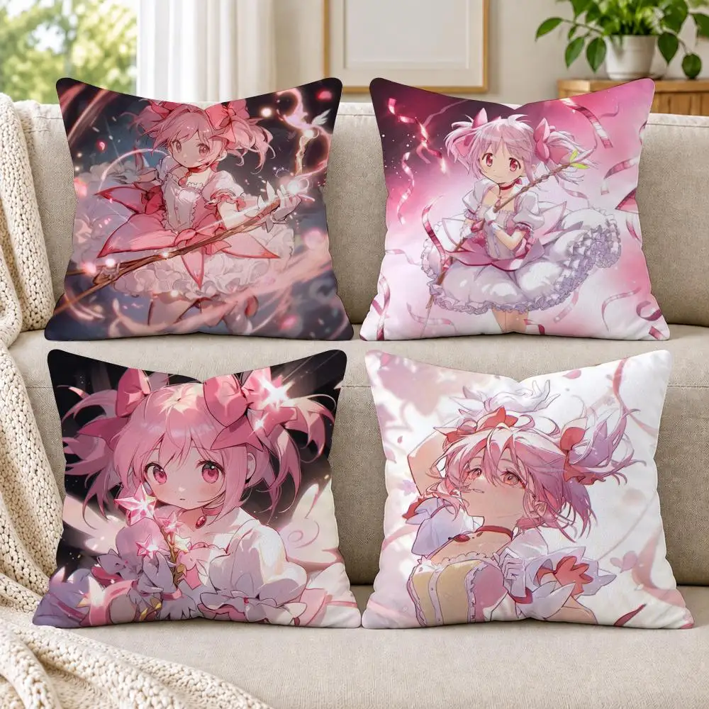 M-Madoka M-Magica Cushion Cover Short Plush Double-Sided Printing Sofa Bedroom Living Room Throw Pillow Cover Home Decor