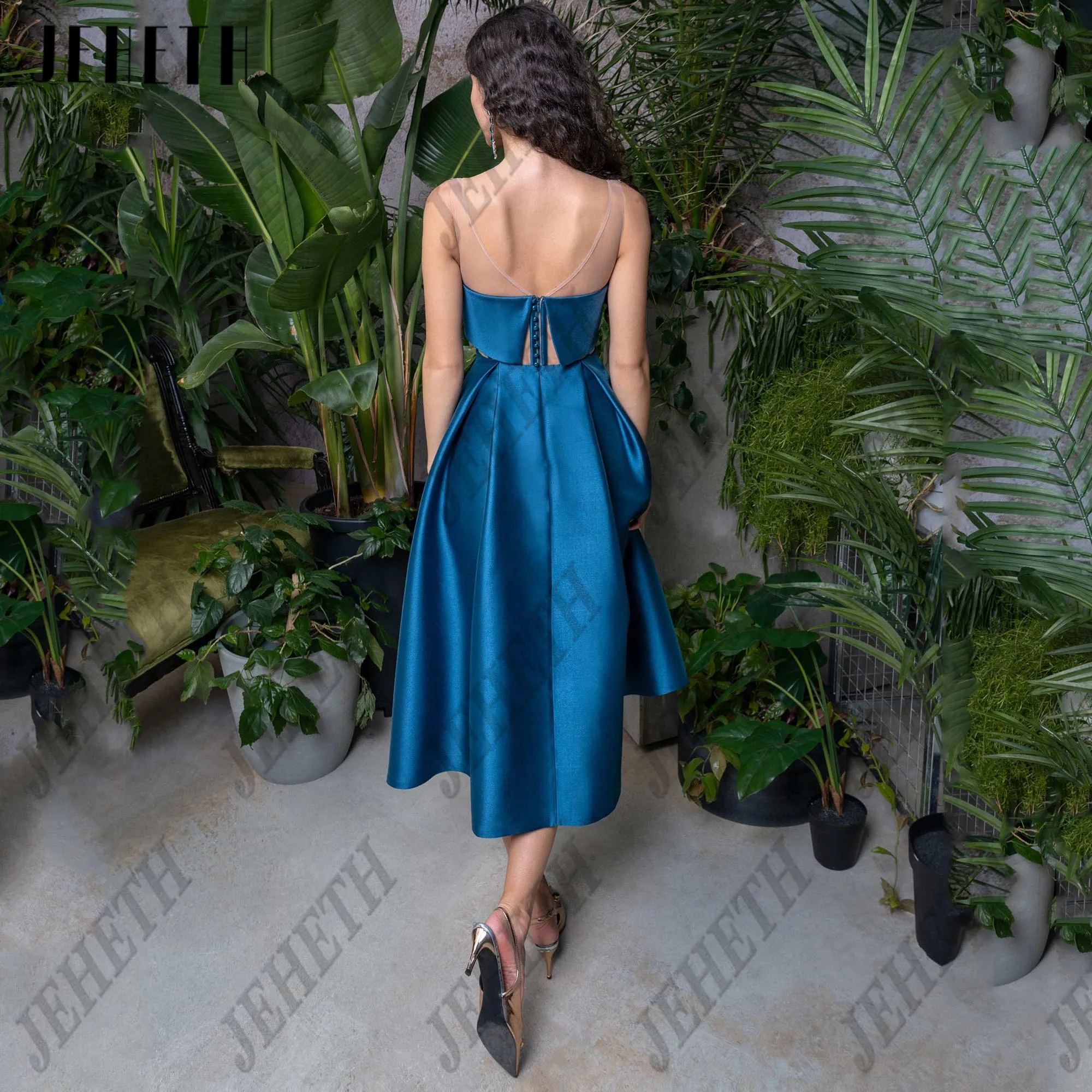 Guitar Hcondamned-Robes de Rhmi-longues en satin A-Line pour femmes, robes de cocktail dos nu personnalisées, fleurs, fibre, occasion spéciale, quoi que ce soitJeheth a - type satin midi robe de bal fleur sans manches