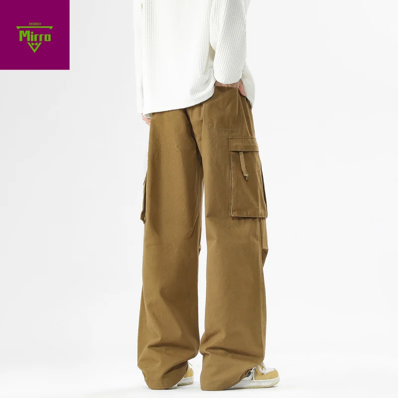 

【Mirrordust】Vintage Style Cotton Loose Straight Leg Men's Hip Hop Cargo Pants