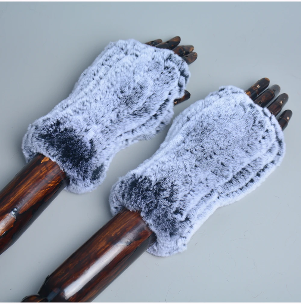 Lady Winter 100% Natural Real Rex Rabbit Fur Glove Women Soft Rex Rabbit Fur Glove Foashion Warm Knitted Genuine Fur Gloves