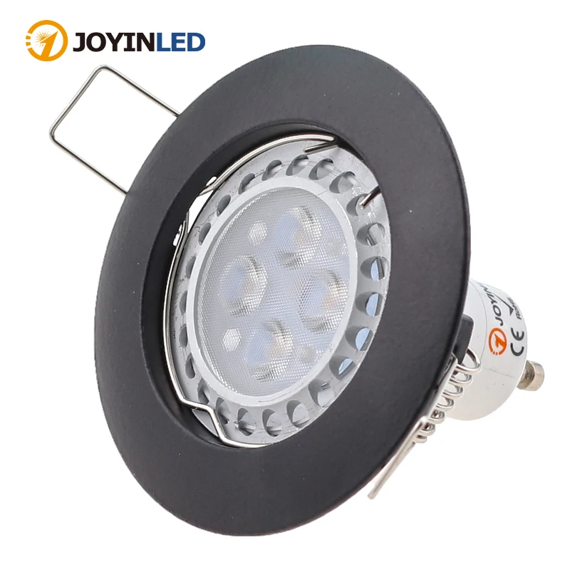 Ajustável embutido LED Downlights Frame, suportes de fixação redonda, suporte do bulbo, preto, branco, níquel, MR16, GU10