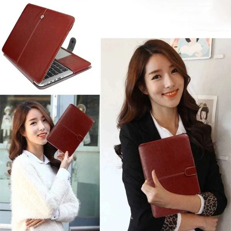 Leather Laptop Case for 2024 Macbook Pro 14 15 16 M2 M3 Air 13.6 15.2 Inch Bag Cover for New Mac A3113 A3114 A2992  A2991 A2681