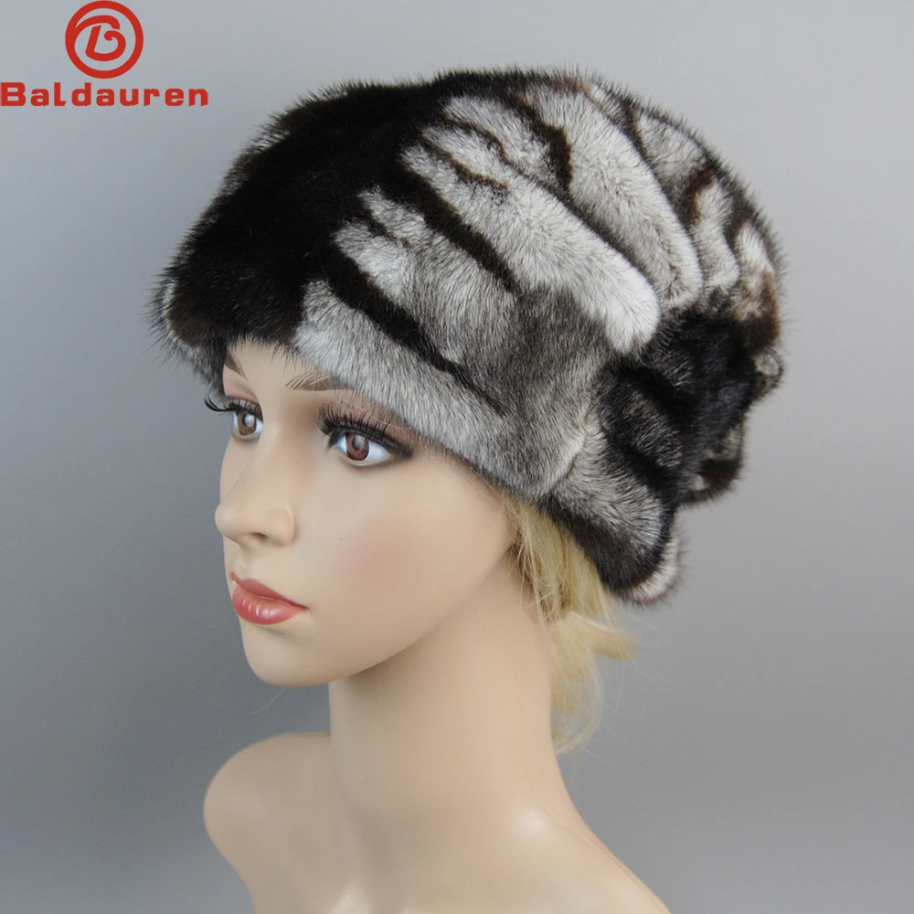 Russian Fur Hat Winter Warm Natural Mink Fur Hats for Women Classic Luxury Caps Earflap Christmas Hat Luxury Lady Real Mink Hat