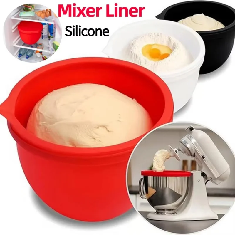 Silicone Bowl Liners for KitchenAid Tilt-Head 5 Qt Stand Mixers – 3 Silicone Liners & Lids – Replacement Mixer Accessories