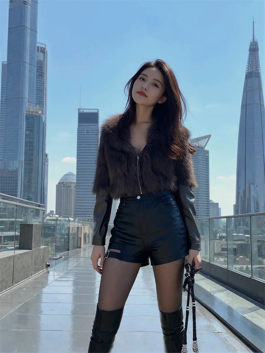 Shorts für Damen, hohe Taille, mattes Leder, mittlerer Strand, Camouflage, Damen, klassisches Pailletten-Kostüm, Rüschen, Femme, Streifen, Thailand