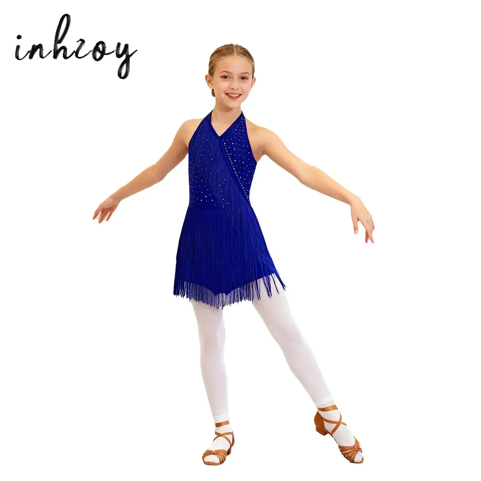 Latin Dance Dress Kids Girls Tassel Professional Competition Leotard Suit Ballroom Custome Performance Tango Cha-cha Dancewear