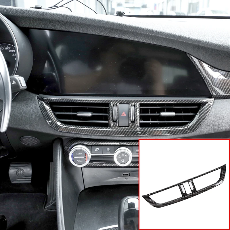 For Alfa Romeo Giulia 2017 2018 Car Accessory Carbon Fiber 1 Pcs ABS Interior Center Console Air Conditioning Vent Frame Trim