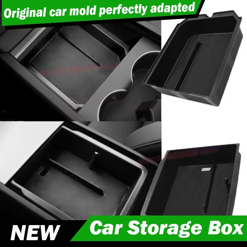 Car Interior Accessories Cup Holder Armrest Storage Box Stowing For Tesla Model Y Juniper 2025 For Model 3 Highland 2024-2025