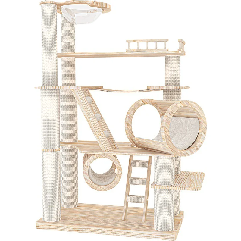 Super large solid wood cat climbing frame, nest and tree integrated imported pine cat frame