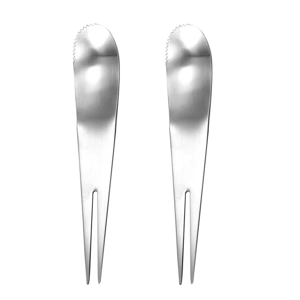 

2 pcs Stainless Steel Fruit Dual-Use Dessert Fork Spoon Rust-Proof Durable Waterproof Outdoor Tableware Multi-Function Snack