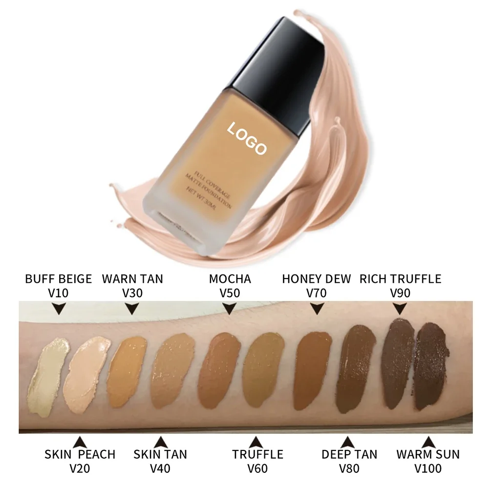 Private Label Base Face Liquid Foundation Cream Full Coverage Concealer Oil-control Easy to Wear Soft Face Custom Logo Makeup