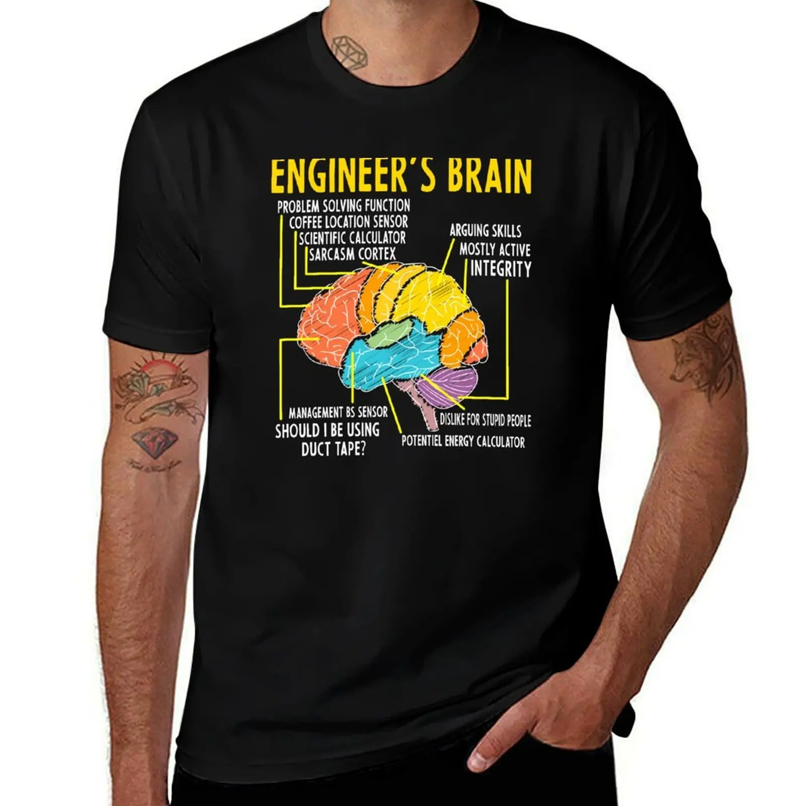 Engineer's Brain Funny Engineering Games Process T-Shirt Breathable Sportswear T-Shirt for Men