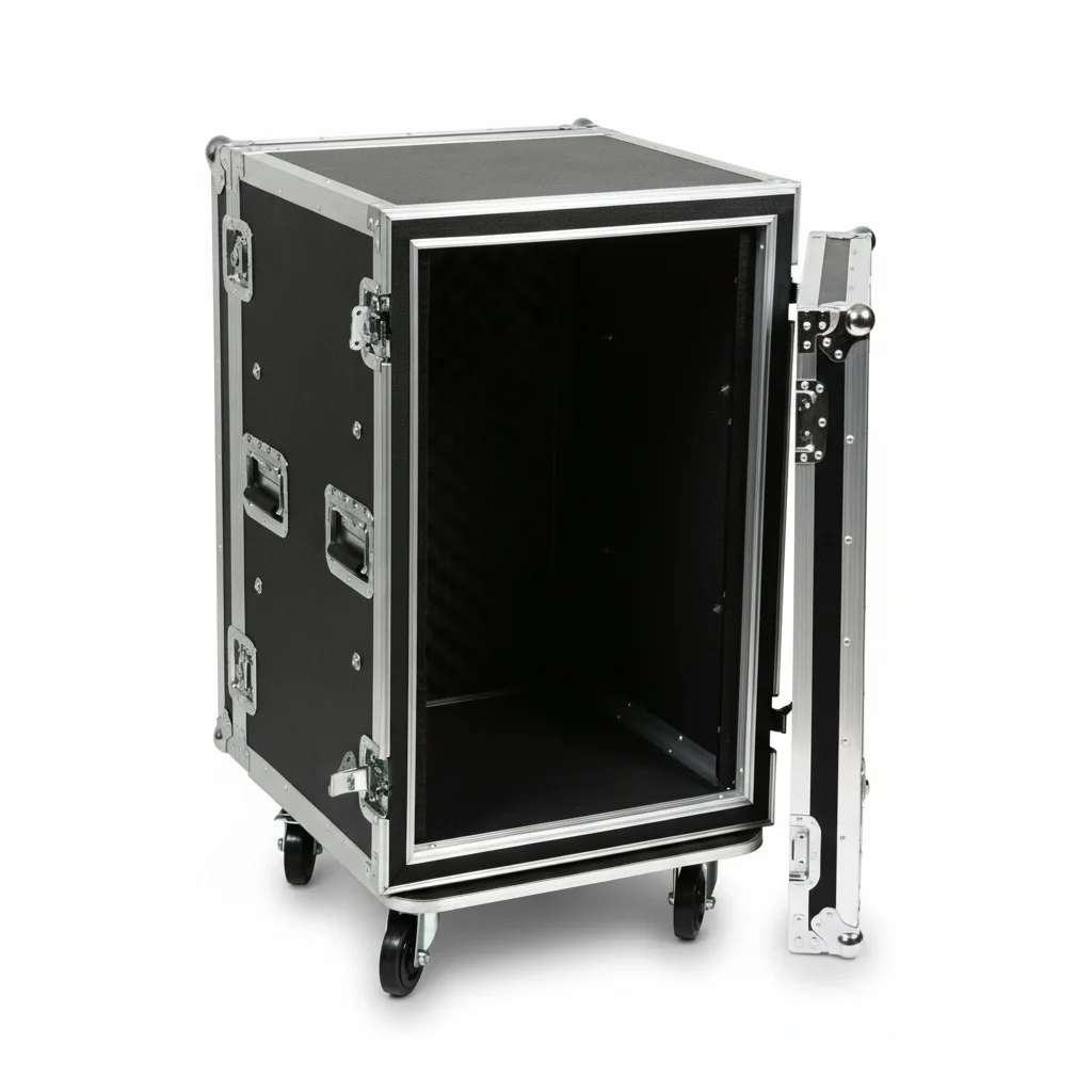 

16U Rack Case, 3/8 inch Plywood ATA Flight Case, Shock Mount Amp Case with 1 inch Foam, Heavy Duty Road Case for Equipment