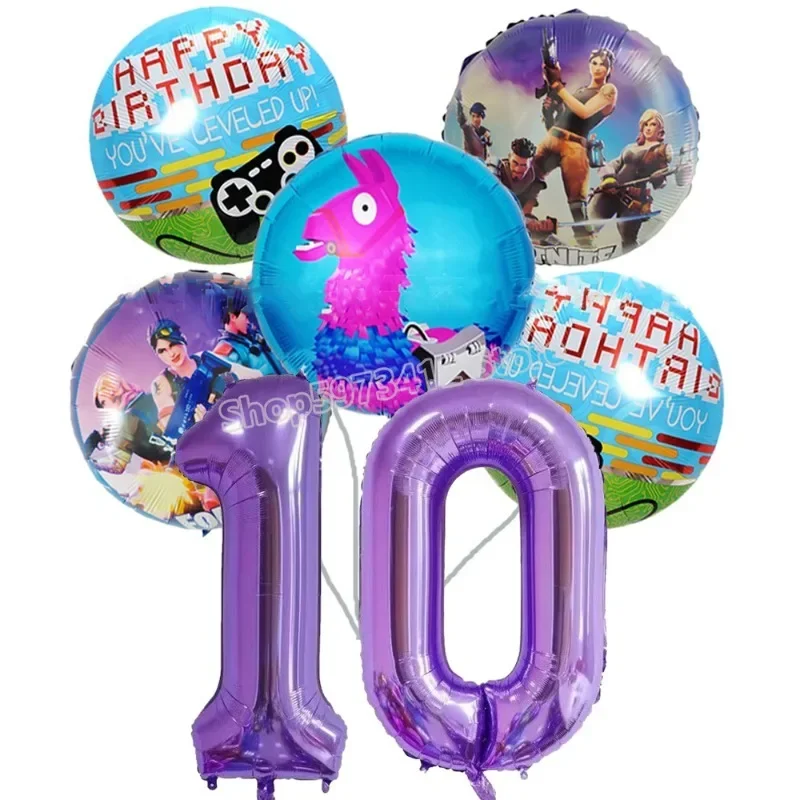 Fortnites Aluminiumfolienballons, Zahlenballons-Set, Fortress Night, für Jungen und Mädchen, Geburtstag, dekorativer Ballon, Party-Dekoration, Geschenk