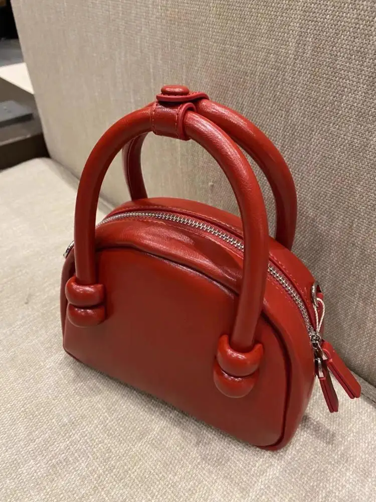 JIAERDI-Bolso de mensajero rojo Vintage para mujer, monedero Retro de cuero para niñas, bolso de mano con cremallera Y2k, bolsos cruzados casuales Harajuku para mujer