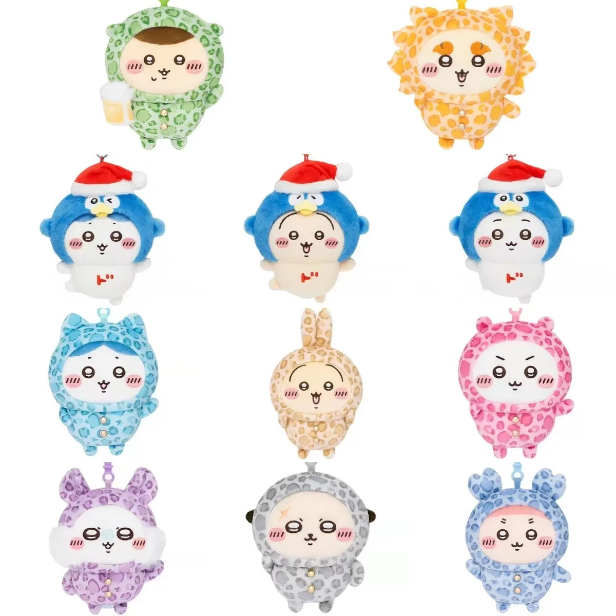 12cm Adorable Christmas Hat Leopard Print Usaichi Flying Squirrel Penguin Giyori Plush Toy Bag Hanging Ornament Gift
