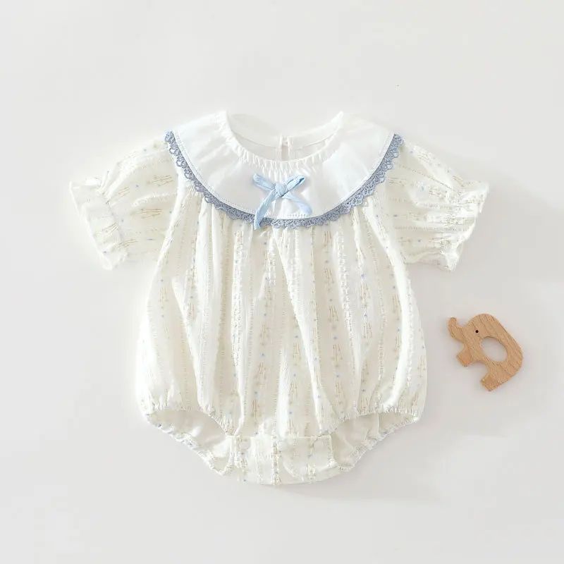 2026 Summer Newborn Infant Baby Girls Romper Lapel Floral Rompers Kids Fashion Baby ClothingNewborn Baby Girl Jumpsuit