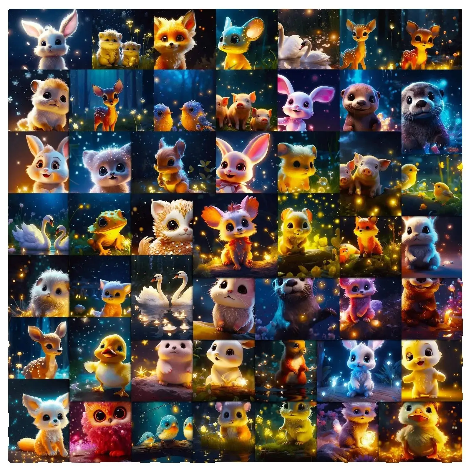 50PCS New Cartoon Beautiful Animal Doodle Sticker Helmet Laptop DIY Personalized Reward Sticker