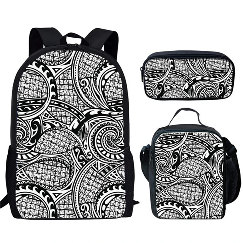 

Hip Hop Polynesian Traditional Tribal 3pcs/Set Backpack 3D Print Student Bookbag Travel Laptop Daypack Lunch Bags Pencil Case