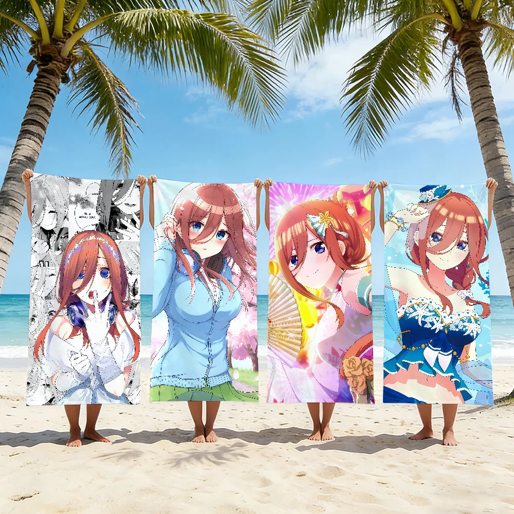 Anime Miku Nakano Towel Beach Shower Bath Travel Lightweight Skin Friendly for Pool Camping Cruise Summer