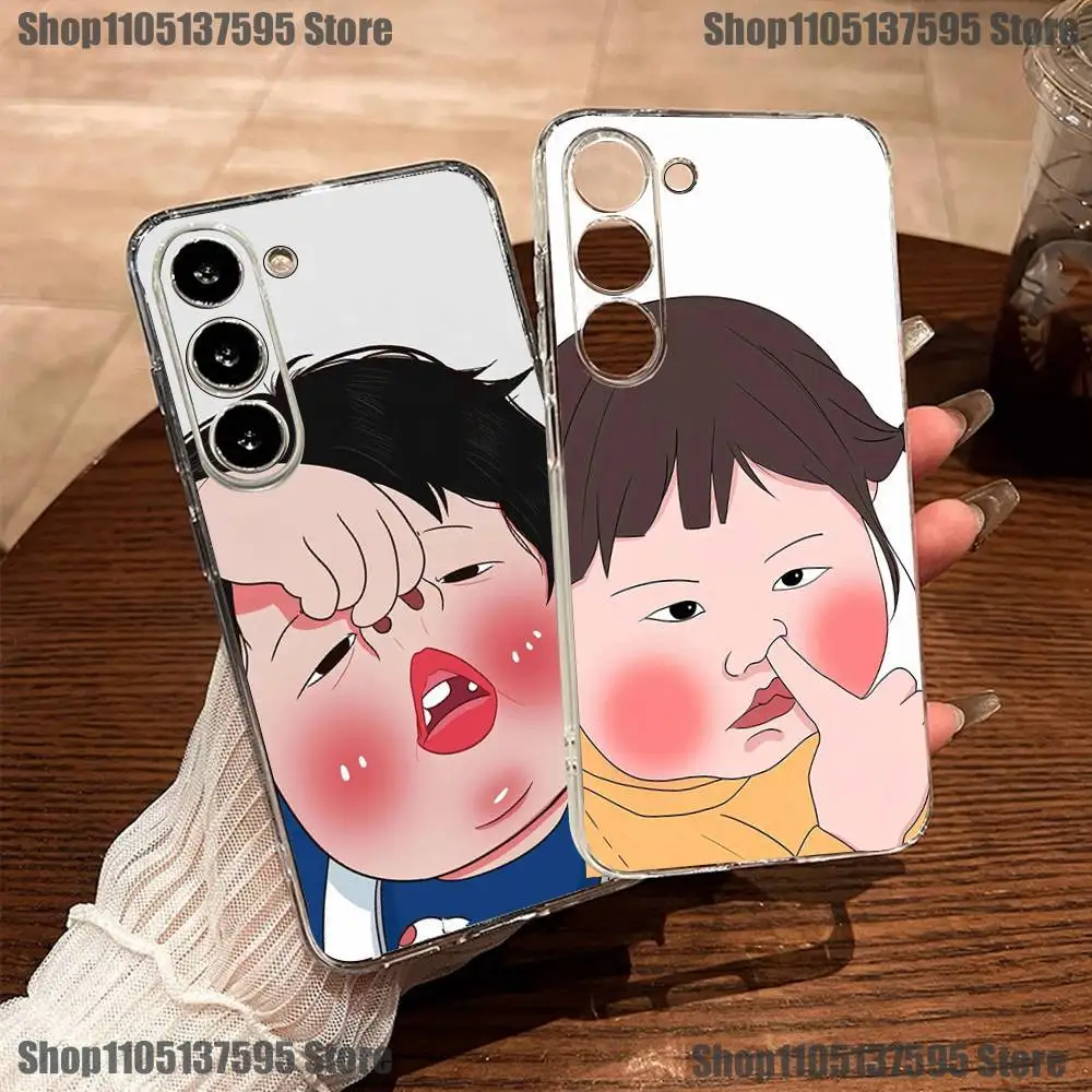 

Funny Cute Girl Boy Friend Phone Case For Samsung S30,23,21,22,20, FE lite,S10,9,8,7 PIus Note20ultra Soft Transparent