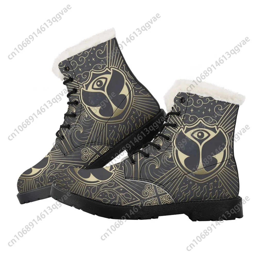 Tomorrowland Flag Music Festival Plush Boots Mens Womens Teenager Shoes Casual Boot Light High Quality Couple Customize Shoe