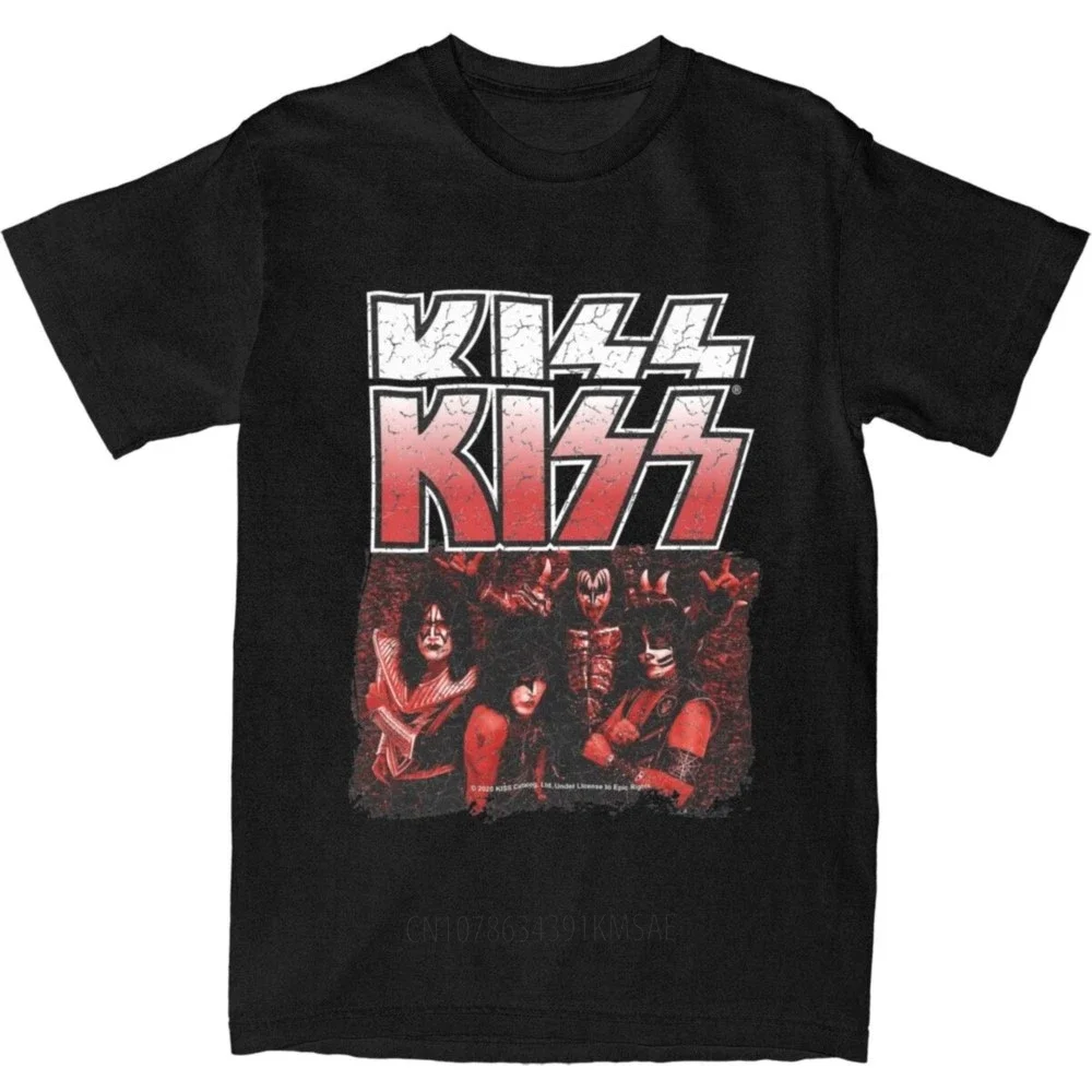 Rock Band Kiss Fan Art Shirt Apparel Men Women's Cotton Vintage Kiss Members Catman Demon Fanart Tee Shirt Short Sleeve Clothing