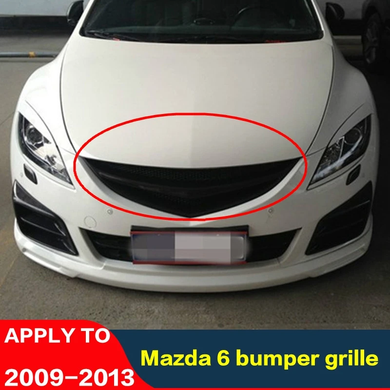 CEYUSOT FOR OLD Mazda 6 Front Bumper Grille Separator Decorative Cover ABS Carbon Mazda6 Accessories Racing Grills 2009-2013