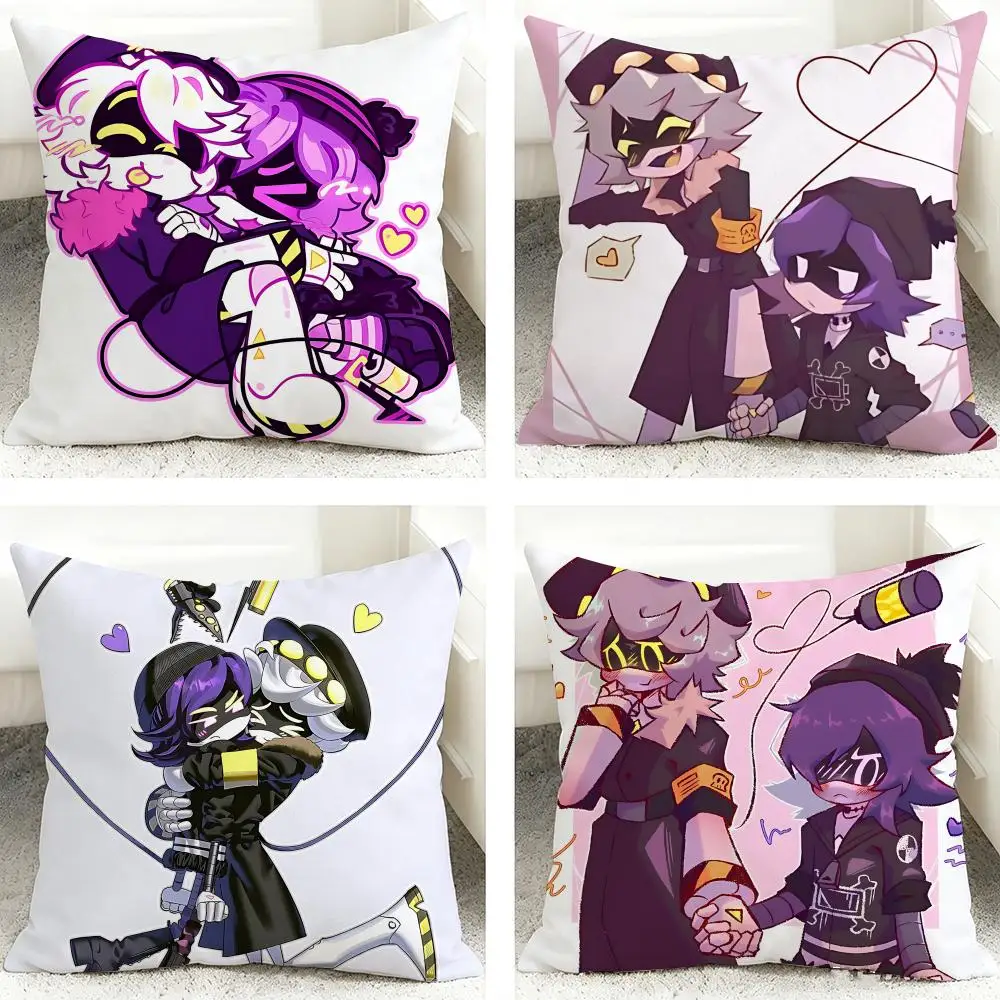 Animation M-Murder Drones Cushion Cover Soft Short Plush Pillow Case Cushion Cover for Living Room Sofa Decor