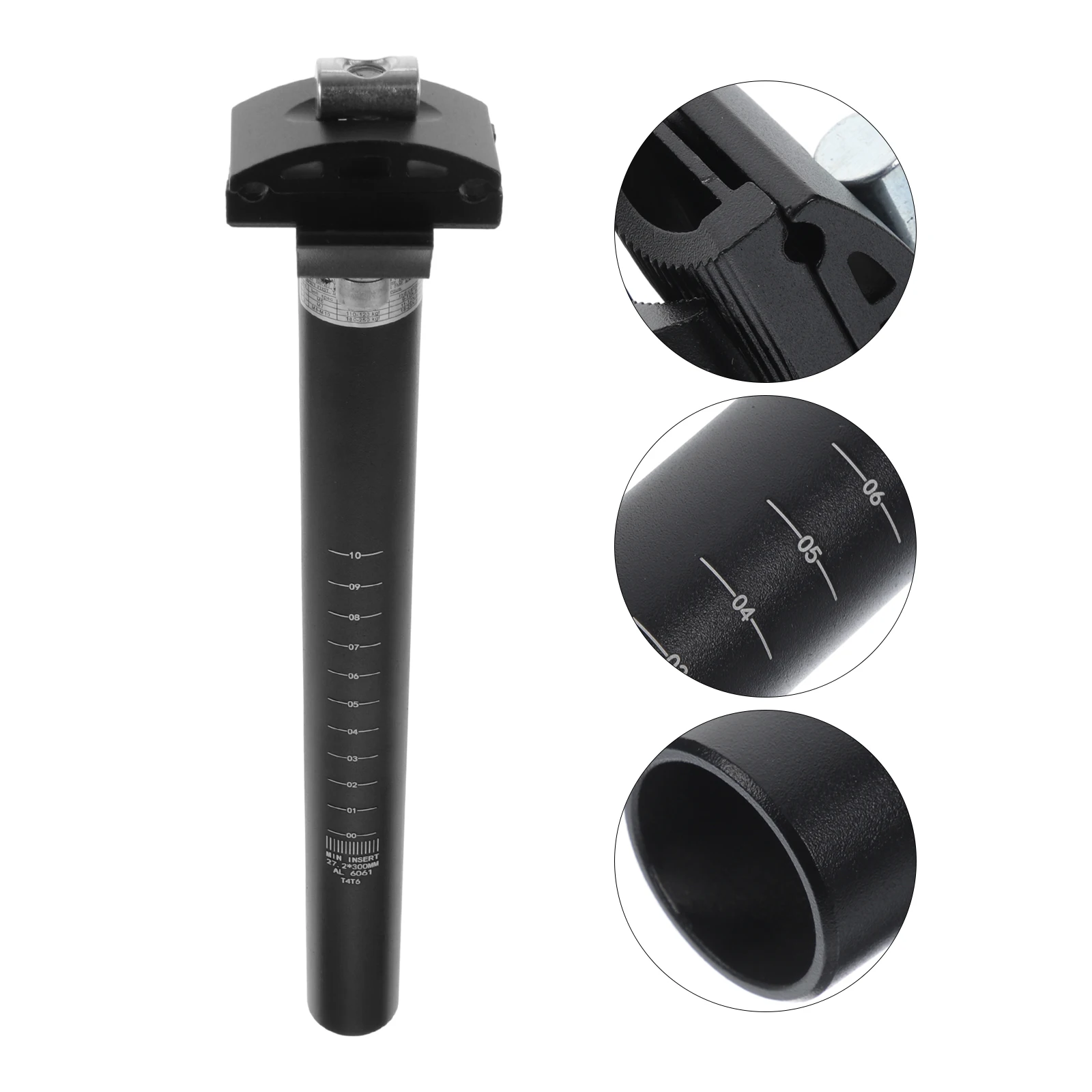 

Aluminum Alloy Seatpost 30Cm 27.2Mm Diameter Replacement For Mountain Bike Road Bike Black Anodized Laser