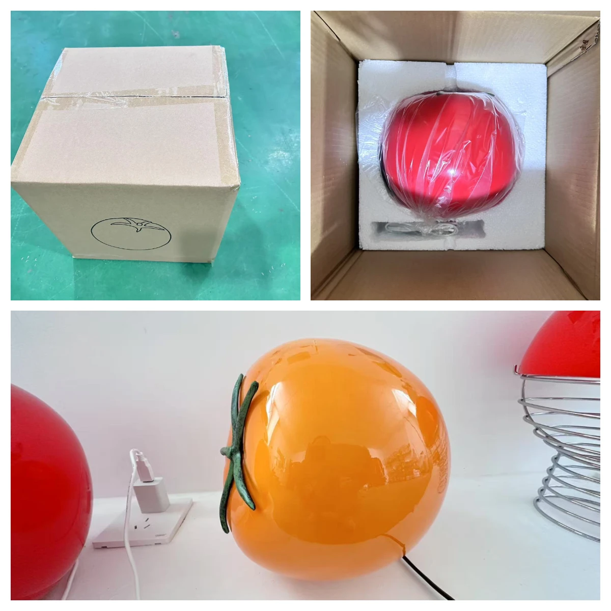 Creative Light Emitting Diode Table Lamp Tomato Modeling Modern Nordic Design Home Decoration Vitreous Body AC Reading