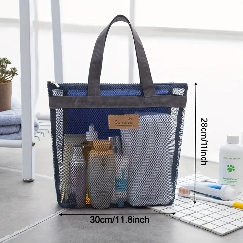 Borsa da doccia in rete leggera da 1Pc con tecnologia ad asciugatura rapida borsa da toilette portatile per palestra e borsa da spiaggia portatile da viaggio all'aperto