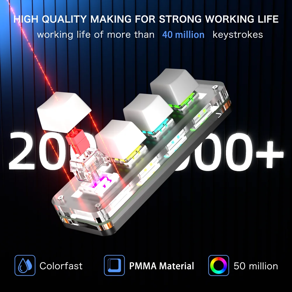 USB Mechanical Keyboard 4 Keys Hot Swap Mini Keyboard Custom Programming Knob Keyboard RGB Programming Macro Game Photoshop