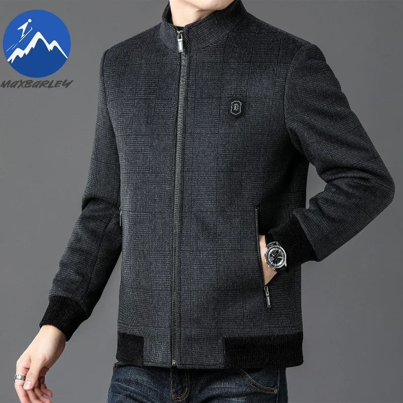 Maxbarley Winter Wool Coat Men High Quality Fleece-lined Thick Warm Jacket 2025 Middle-aged Handsome Cold-proof Woolen Overcoat - Image 3