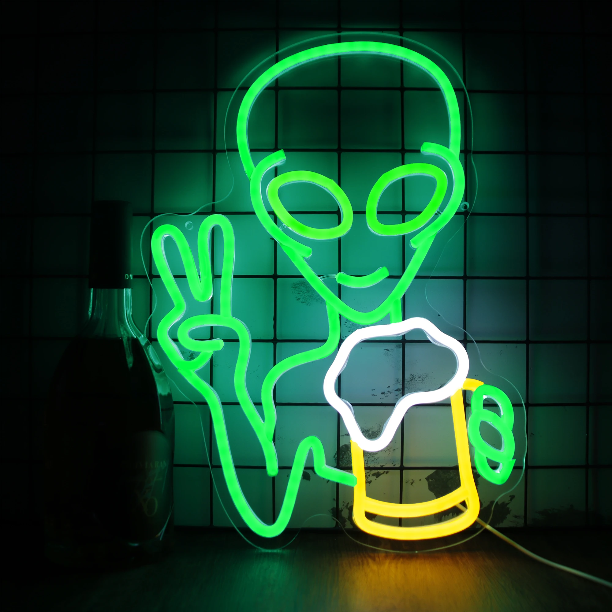 

Alien Drinking Beer,Neon Beer Bar Sign, Alien Pub Wall Decor, LED Light Sign, Home Bar Wall Decoration,Party Decor