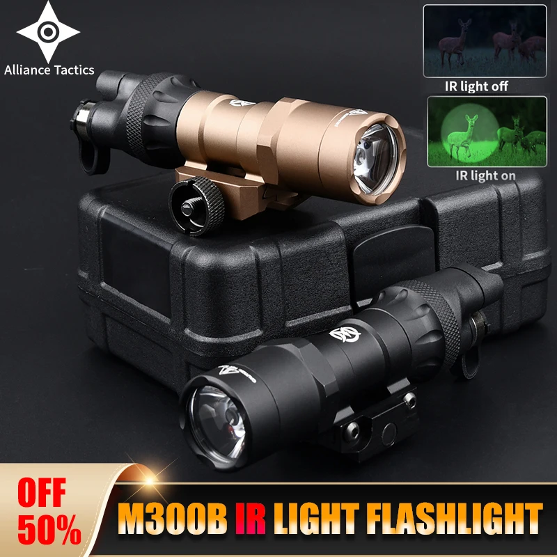 

Surefir M300 M300B Tactical IR Illumination Flashlight Hunting Weapon White LED Scout Light with Pressure Switch