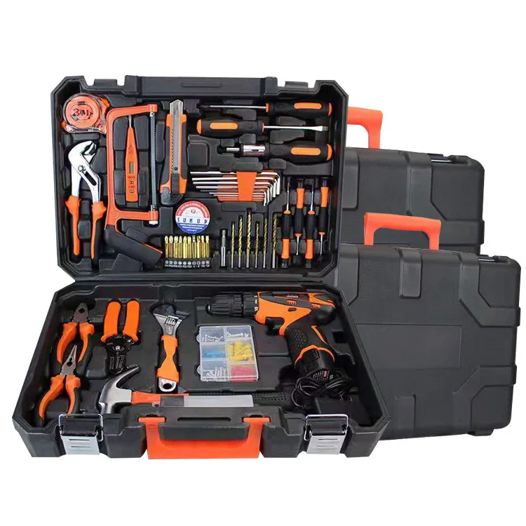 OEM/ODM Set di utensili manuali da 48 pezzi di alta qualità Kit completo di attrezzi Set di scatole Set di trapani elettrici a batteria Trapano elettrico