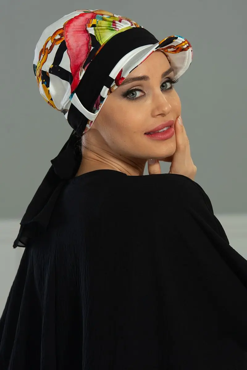 Chiffon-belted hut Knochen Alis muster