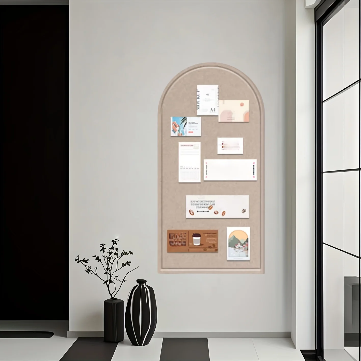 Artistic style arch felt board, felt bulletin board, arch wall decoration felt board for photos, memos, and message boards