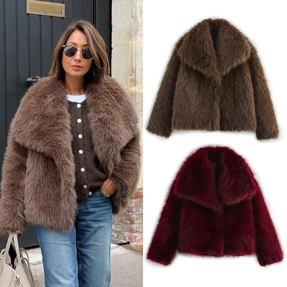 

Модное шерстяное пальто с эффектом искусственного меха, женская верхняя одежда с длинными рукавами в европейском и американском стиле, новинка весны B69219