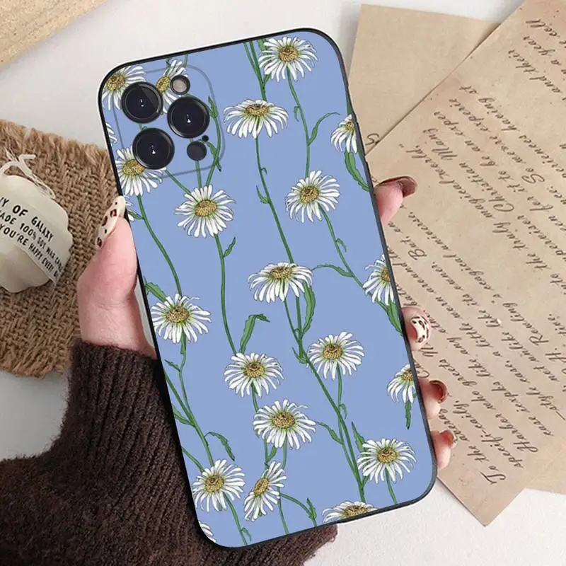 Vintage Daisy Flowers Phone Case For iPhone 8 7 6 6S Plus X SE 2020 XR XS 14 11 12 13 Mini Pro Max Mobile Case