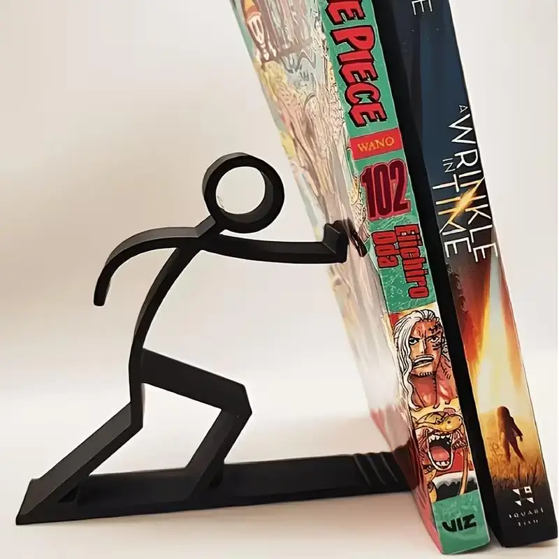 1pcs Creative Stick Figure Bookend – Minimalist Book Holder, Fun & Functional Desk Decor, Lover Gift