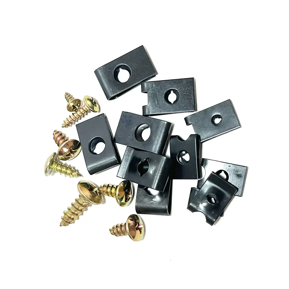 170PCS Car Motorcycles Metal Screw Fastener Clips U Type Clip For Car Bumper Fender Trim Panel Fastener Retainer Clip Gasket