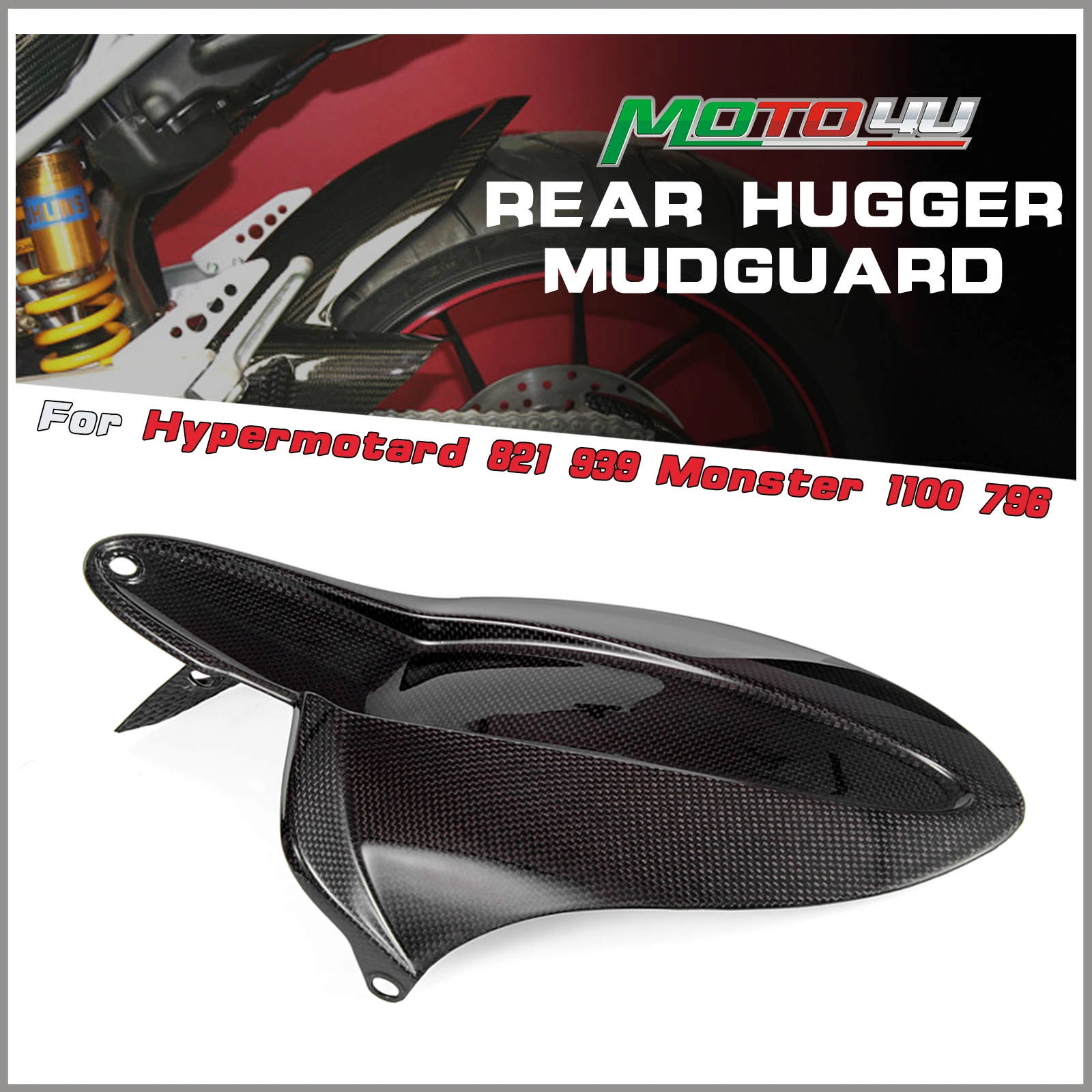 

Real Carbon Fiber Motorcycle Rear Mudguard Fender Hugger For DUCATI Hypermotard 821 939 Monster 1100 796