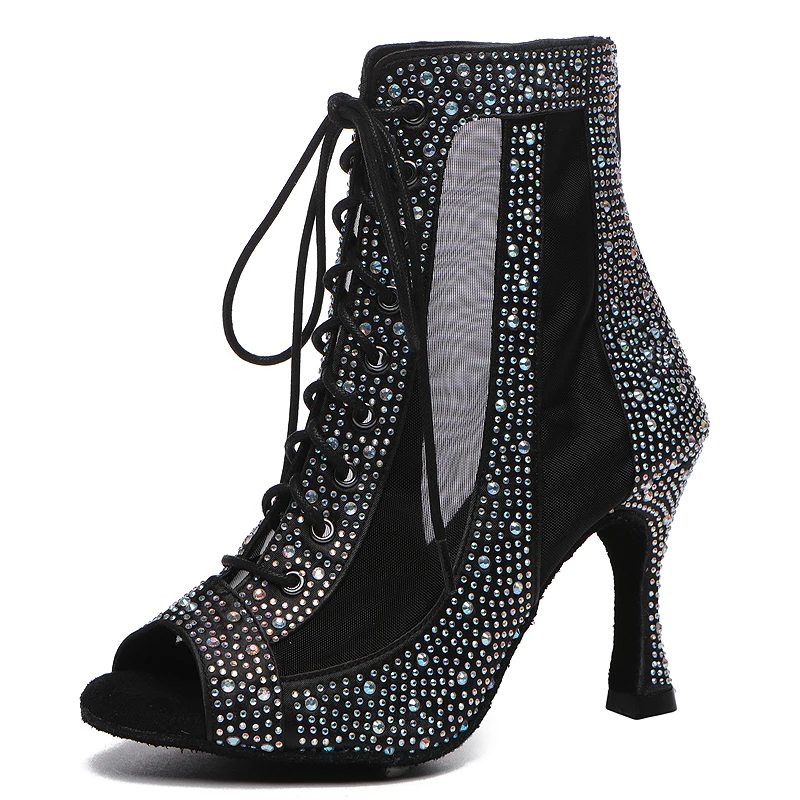 JuseDanc buty do tańca damskie buty do tańca towarzyskiego czarne modne buty do tańca buty do tańca ślubnego buty do tańca jazzowego Rhinestone