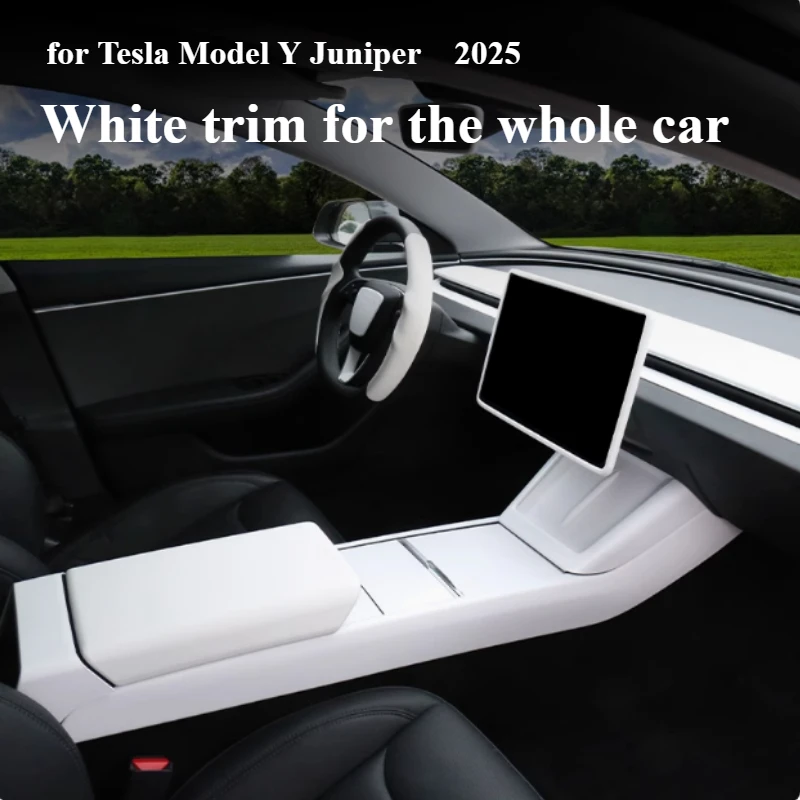 Boîte de rangement pour Console centrale Tesla modèle Y Juniper 25, Protection d'écran du volant, repose-pieds décoratif, housse de siège intérieure