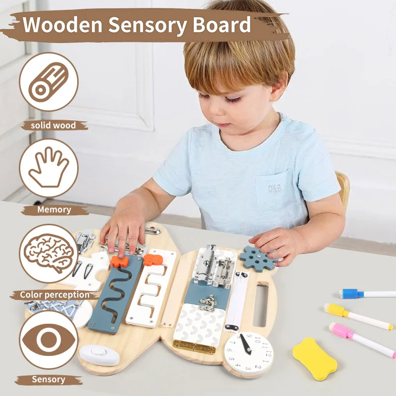 Wwoden niños oso pintura de doble cara tablero ocupado Montessori aprendizaje educación rompecabezas juguete de desbloqueo práctico juegos creativos