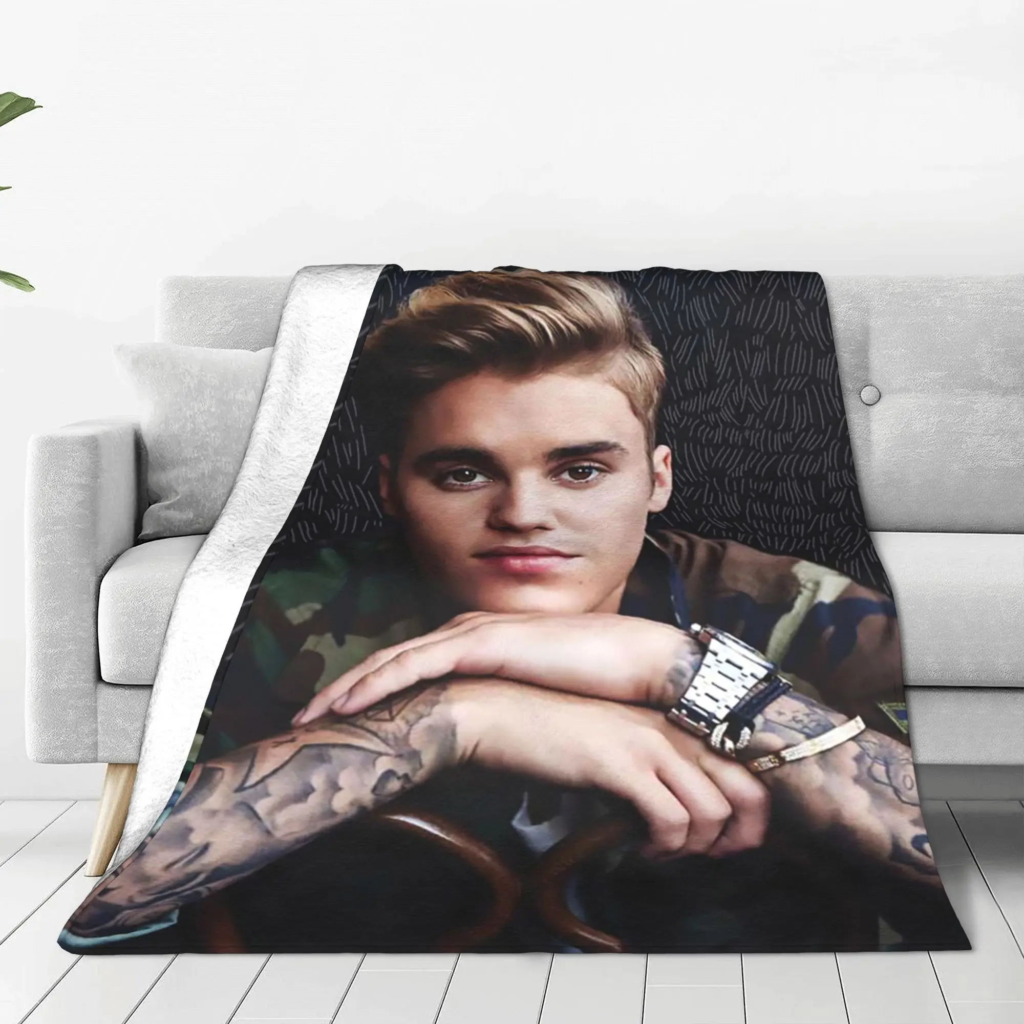 Singer Justin Bieber JBiebs Plush Blanket  Novelty Throw Blankets for  Sofa Bedding Lounge 150*125cm Rug Piece